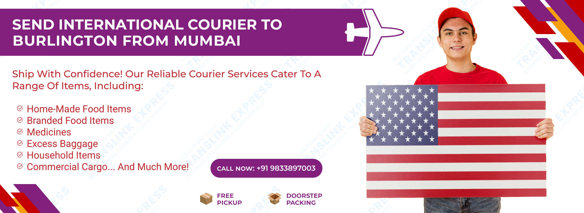 Courier to Burlington From Mumbai